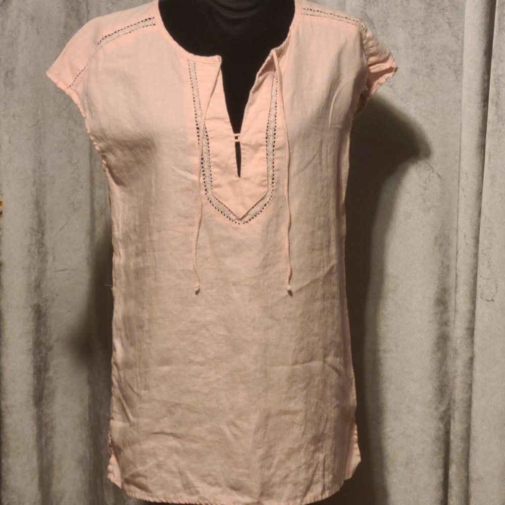 Ellen Tracy Peach Cap-Sleeve Tunic